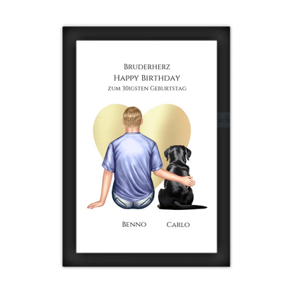 Geschenk 30 Geburtstag Bruder Poster - Bild Geburtstagsgeschenk von Schwester - Weihnachtsgeschenk Gerahmtes Poster schwarz Holzflair Schwarz