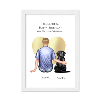 Geschenk 30 Geburtstag Bruder Poster - Bild Geburtstagsgeschenk von Schwester - Weihnachtsgeschenk Gerahmtes Poster weiß Holzflair Weiß