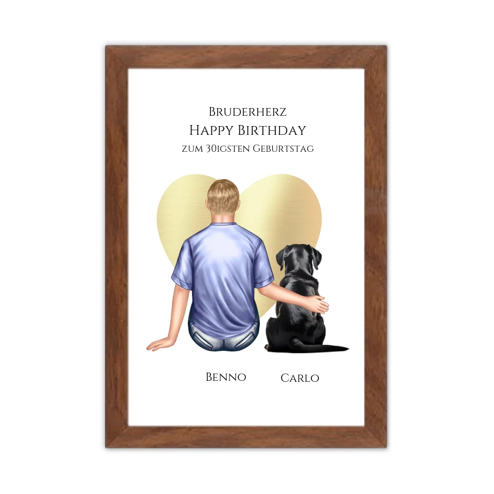 Geschenk 30 Geburtstag Bruder Poster - Bild Geburtstagsgeschenk von Schwester - Weihnachtsgeschenk Gerahmtes Poster Walnussflair Walnussflair