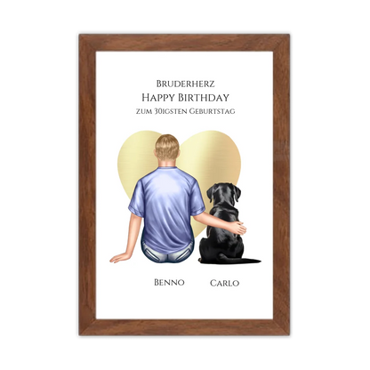 Geschenk 30 Geburtstag Bruder Poster - Bild Geburtstagsgeschenk von Schwester - Weihnachtsgeschenk Gerahmtes Poster Walnussflair Walnussflair
