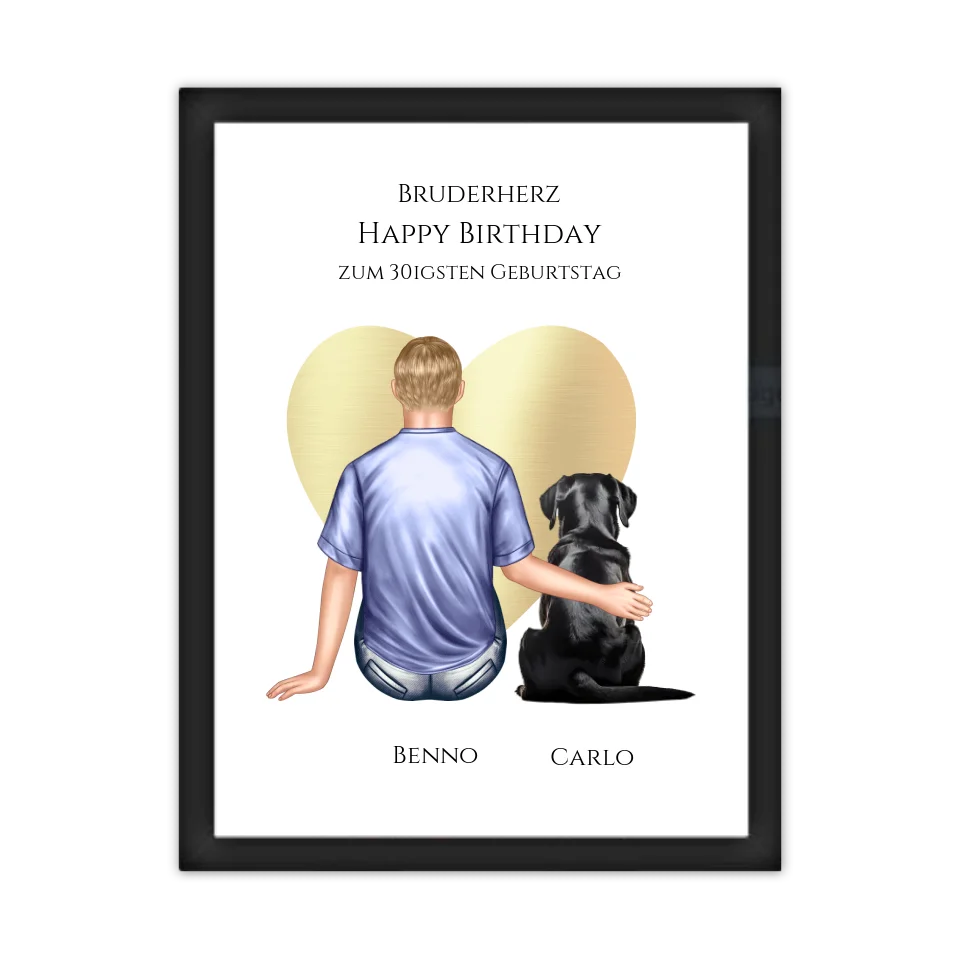 Geschenk 30 Geburtstag Bruder Poster - Bild Geburtstagsgeschenk von Schwester - Weihnachtsgeschenk Gerahmtes Poster schwarz Holzflair Schwarz