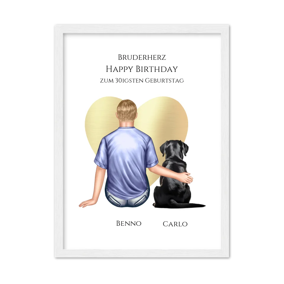 Geschenk 30 Geburtstag Bruder Poster - Bild Geburtstagsgeschenk von Schwester - Weihnachtsgeschenk Gerahmtes Poster weiß Holzflair Weiß