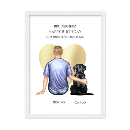 Geschenk 30 Geburtstag Bruder Poster - Bild Geburtstagsgeschenk von Schwester - Weihnachtsgeschenk Gerahmtes Poster weiß Holzflair Weiß