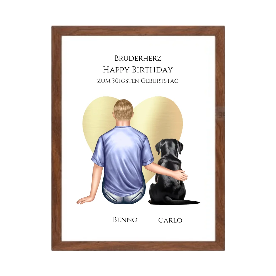 Geschenk 30 Geburtstag Bruder Poster - Bild Geburtstagsgeschenk von Schwester - Weihnachtsgeschenk Gerahmtes Poster Walnussflair Walnussflair