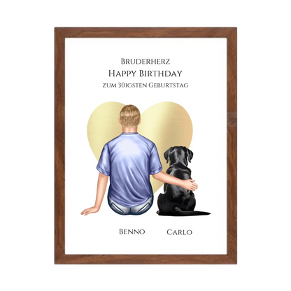 Geschenk 30 Geburtstag Bruder Poster - Bild Geburtstagsgeschenk von Schwester - Weihnachtsgeschenk Gerahmtes Poster Walnussflair Walnussflair