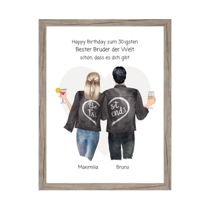Geschenk 30 Geburtstag - Poster Bruder Schwester Bild - Geburtstagsgeschenk personalisiert Gerahmtes Poster Eichenflair Eichenflair