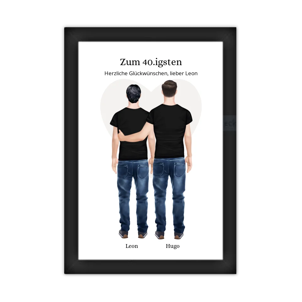 Geschenk 40 Geburtstag Bruder Poster - Bild Geburtstagsgeschenk von Bruder - Weihnachtsgeschenk Gerahmtes Poster schwarz Holzflair Schwarz