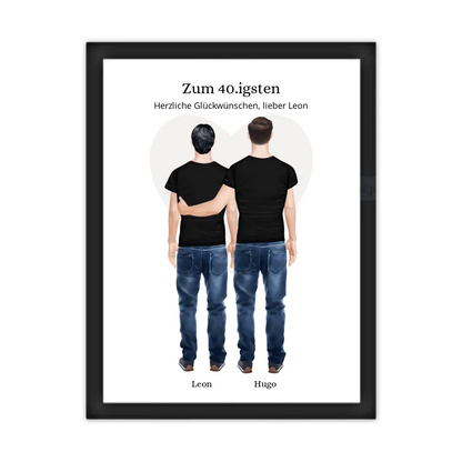 Geschenk 40 Geburtstag Bruder Poster - Bild Geburtstagsgeschenk von Bruder - Weihnachtsgeschenk Gerahmtes Poster schwarz Holzflair Schwarz