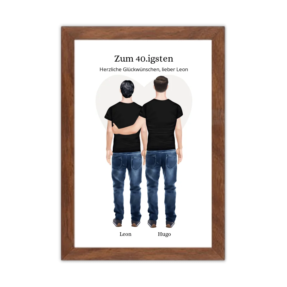Geschenk 40 Geburtstag Bruder Poster - Bild Geburtstagsgeschenk von Bruder - Weihnachtsgeschenk Gerahmtes Poster Walnussflair Walnussflair