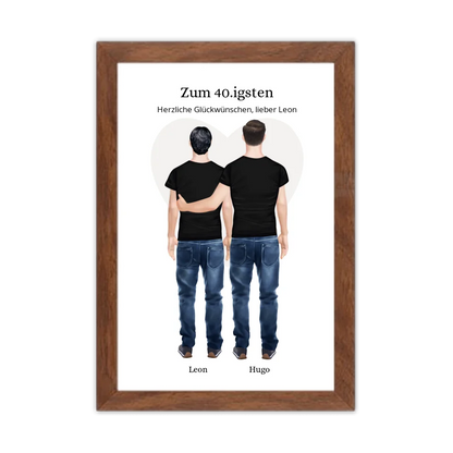 Geschenk 40 Geburtstag Bruder Poster - Bild Geburtstagsgeschenk von Bruder - Weihnachtsgeschenk Gerahmtes Poster Walnussflair Walnussflair