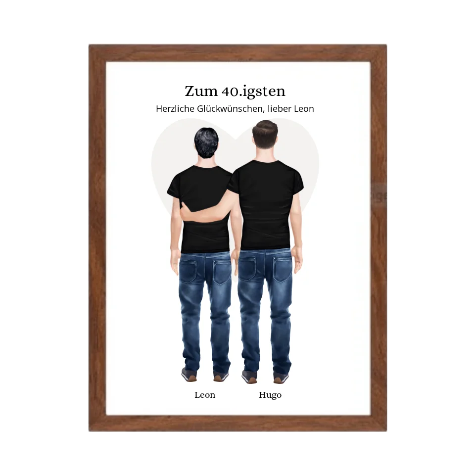 Geschenk 40 Geburtstag Bruder Poster - Bild Geburtstagsgeschenk von Bruder - Weihnachtsgeschenk Gerahmtes Poster Walnussflair Walnussflair