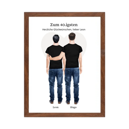 Geschenk 40 Geburtstag Bruder Poster - Bild Geburtstagsgeschenk von Bruder - Weihnachtsgeschenk Gerahmtes Poster Walnussflair Walnussflair