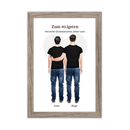 Geschenk 40 Geburtstag Bruder Poster - Bild Geburtstagsgeschenk von Bruder - Weihnachtsgeschenk Gerahmtes Poster Eichenflair Eichenflair