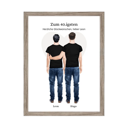 Geschenk 40 Geburtstag Bruder Poster - Bild Geburtstagsgeschenk von Bruder - Weihnachtsgeschenk Gerahmtes Poster Eichenflair Eichenflair