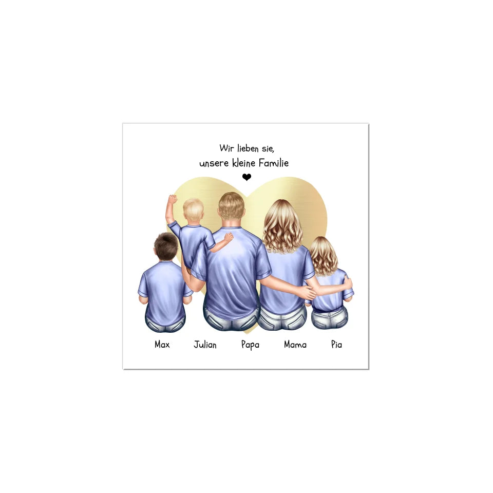 Geschenk Familie Familienbild mit 2+3  Kindern - personalisiertes Geschenk Papa -Geschenk Mama - Muttertagsgeschenk - Vatertagsgeschenk - Geburtstagsgeschenk