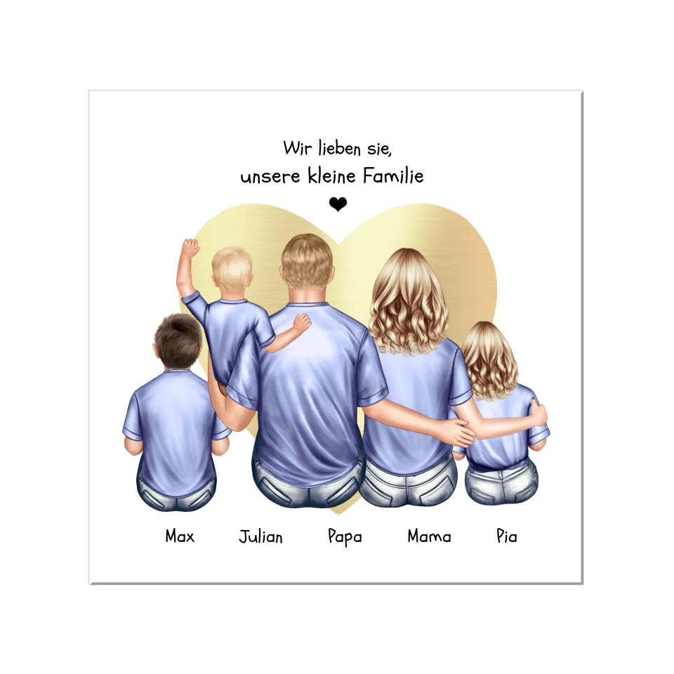 Personalisiertes Geschenk Familie Familienbild mit 2+3 Kindern Leinwanddruck Leinwandbild