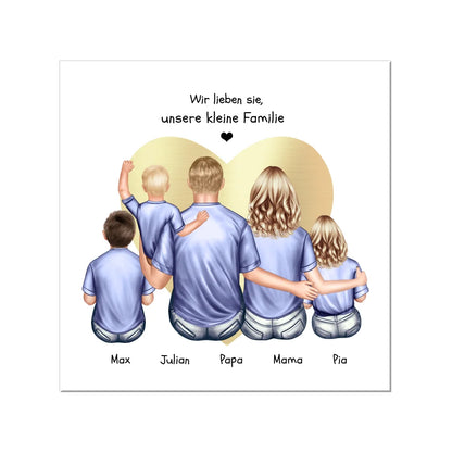 Personalisiertes Geschenk Familie Familienbild mit 2+3 Kindern Leinwanddruck Leinwandbild