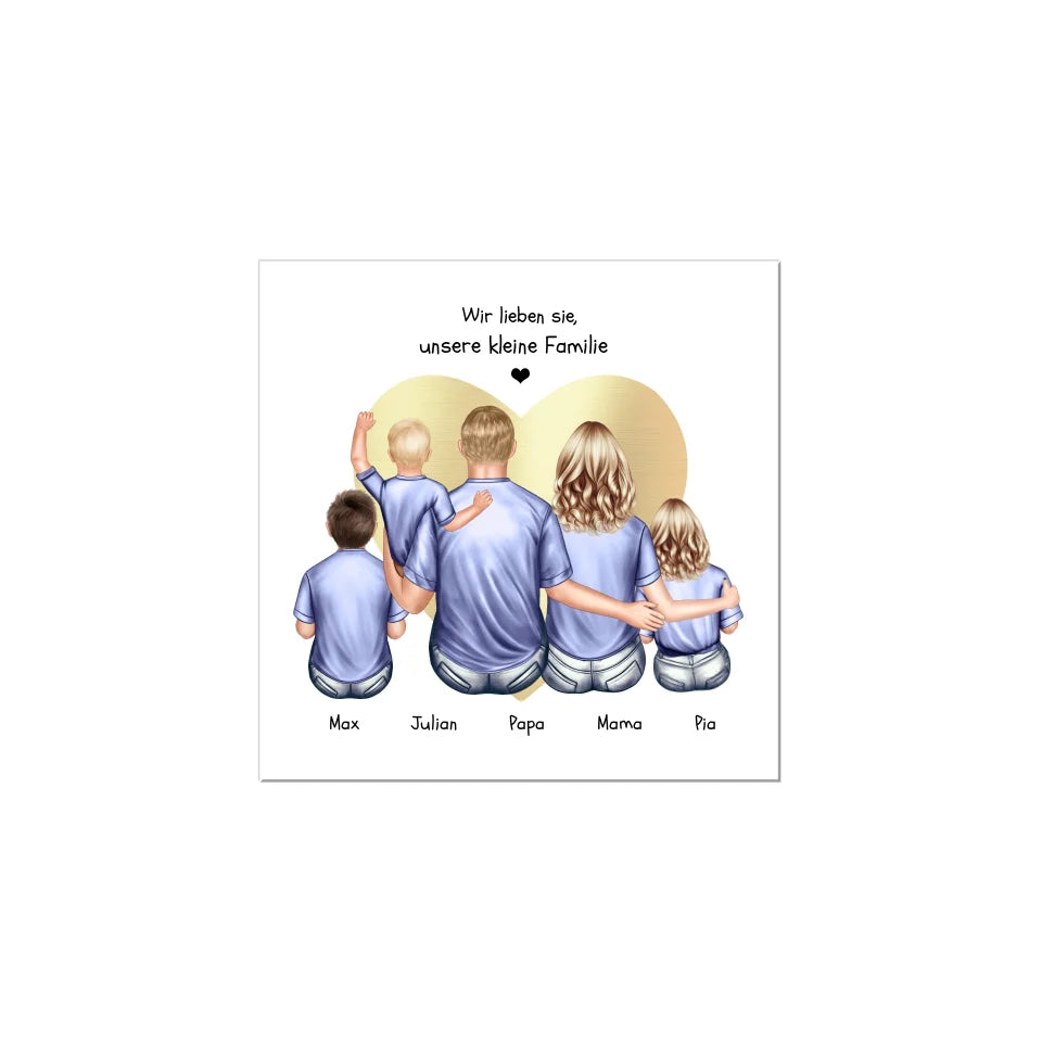 Personalisiertes Geschenk Familie Familienbild mit 2+3 Kindern