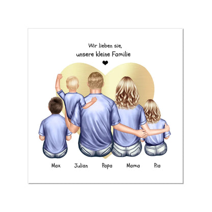 Weihnachtsgeschenk Familienbild mit 2-3 Kindern - personalisiertes Geschenk Papa -Geschenk Mama - Geburtstagsgeschenk