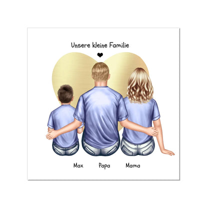 Geschenk Familie Poster, personalisiertes Familienbild mit Mama, Papa, 1 Kind perfekt als Weihnachtsgeschenk, Geburtstagsgeschenk