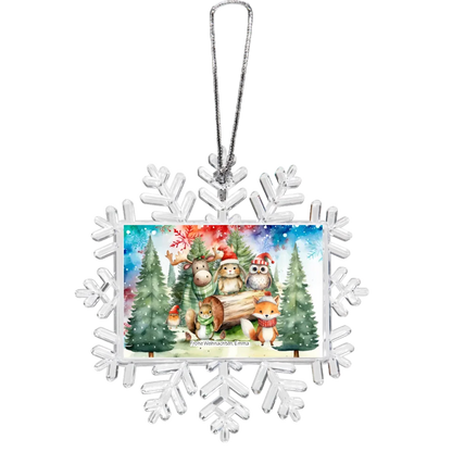 Weihnachtsbaum Ornament Schneeflocke mit Wunschtext personalisiert. Baumschmuck, Baumanhänger. Geschenkanhänger