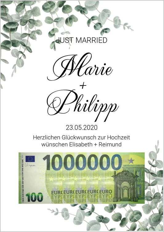 Personalisiertes Geldgeschenk zur Hochzeit - Hochzeitsgeschenk Eure 1. Million