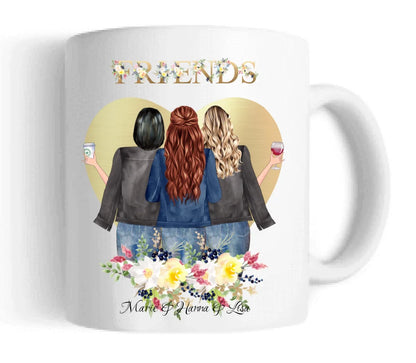 Personalisierte Tasse, 3 Beste Freundinnen Tasse, Personalisierter Kaffeebecher, Geschenkidee Freundin, Weihnachtsgeschenk Familie, Schwester, Freundin