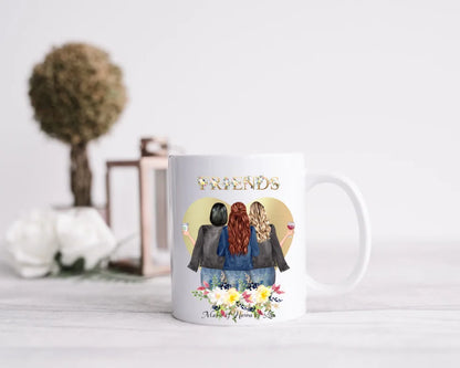 Personalisierte Tasse, 3 Beste Freundinnen Tasse, Personalisierter Kaffeebecher, Geschenkidee Freundin, Weihnachtsgeschenk Familie, Schwester, Freundin