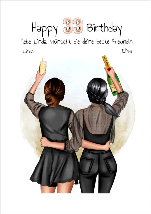 21 Geburtstag bersonalisiertes Bild Geschenk beste Freundin / Geburtstagsgeschenk Mutter Tochter Poster