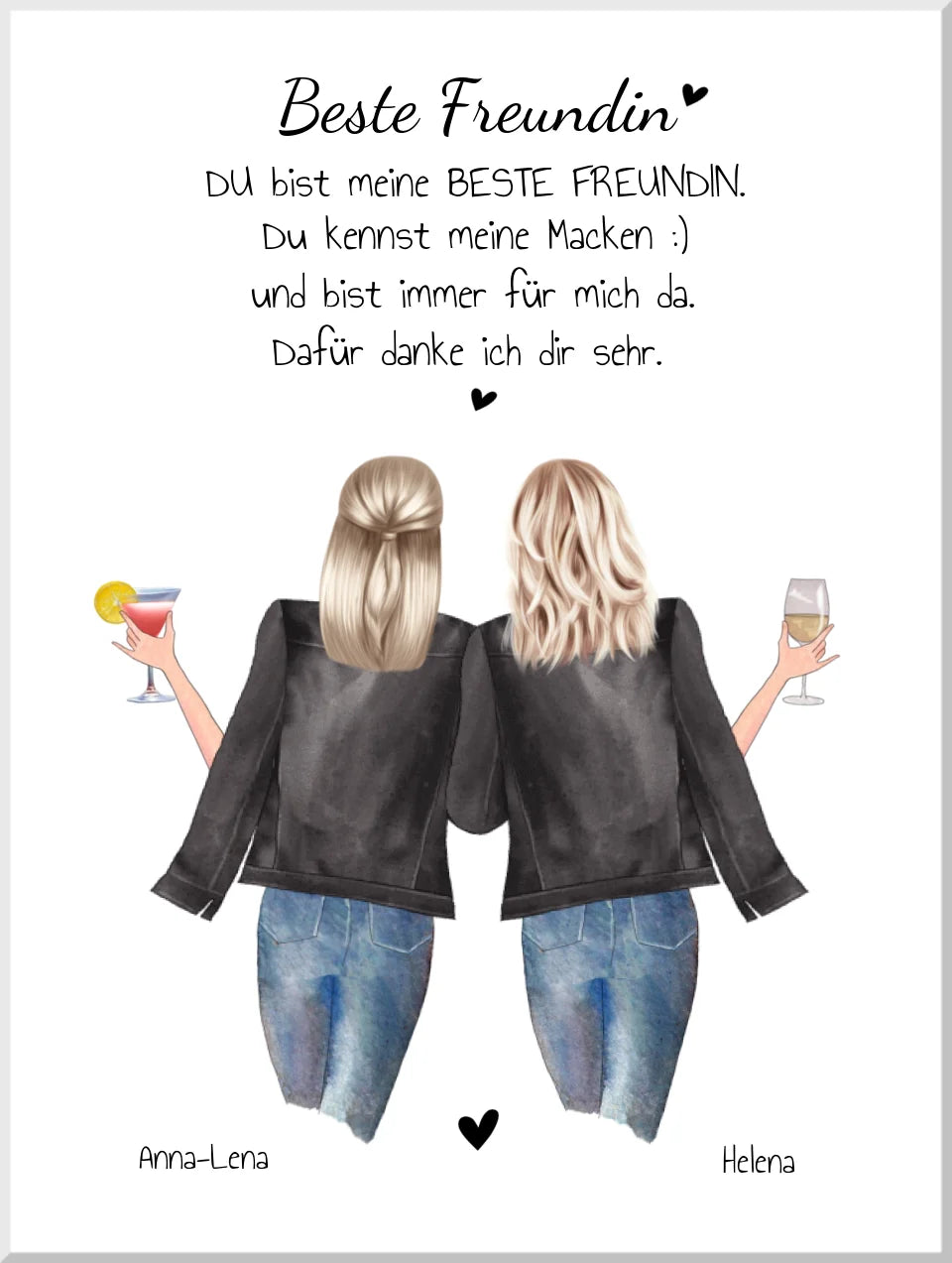 True Friends Bild ... 2 Beste Freundinnen Poster personalisiertes Geschenk