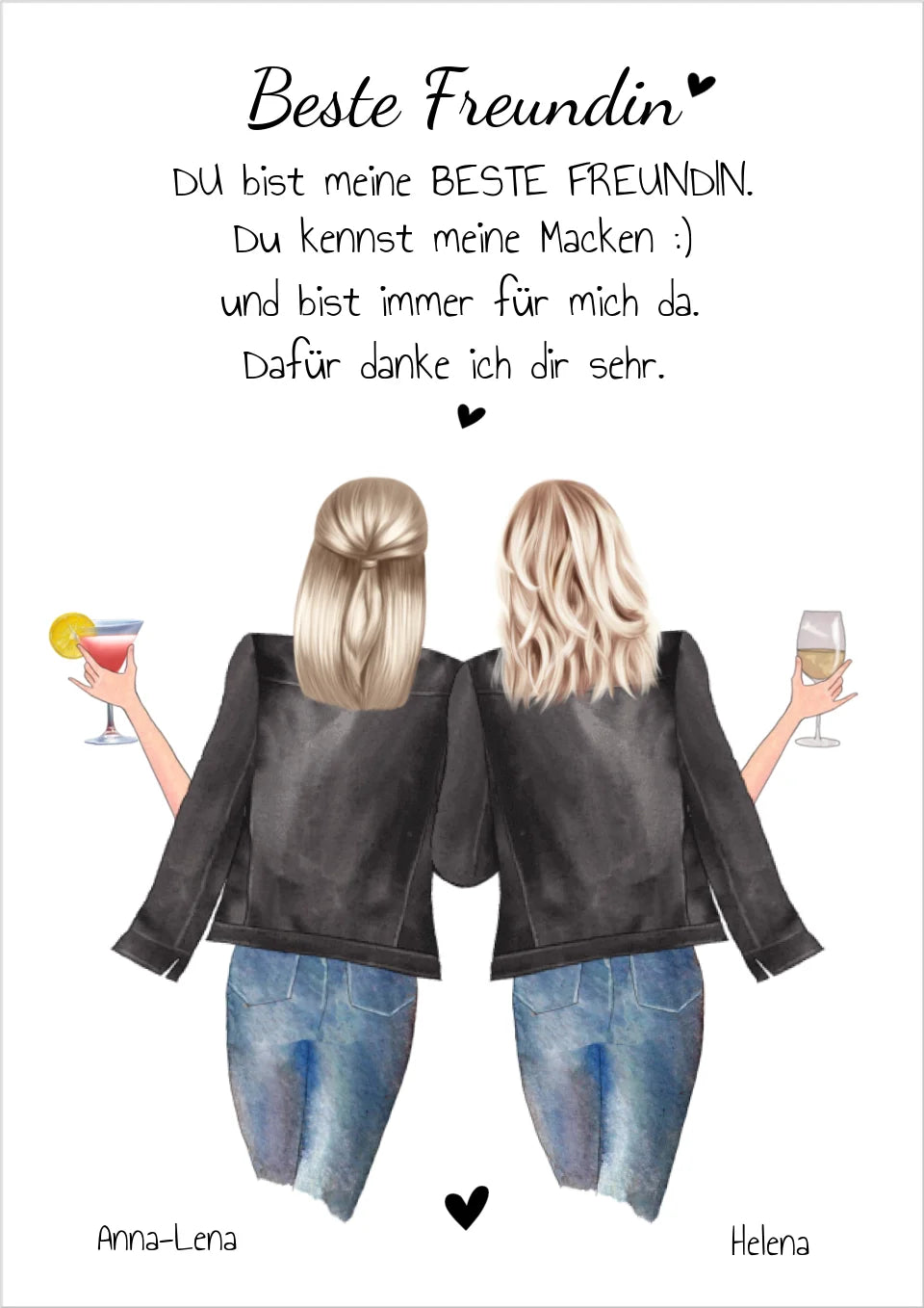 True Friends Bild ... 2 Beste Freundinnen Poster personalisiertes Geschenk