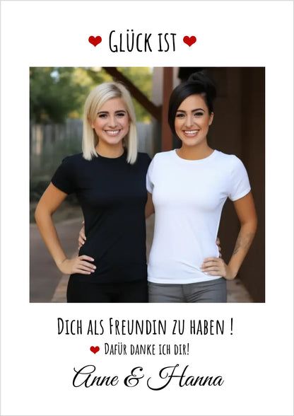 Fotoposter beste Freundin Geburtstagsgeschenk | Bild Glück ist ...