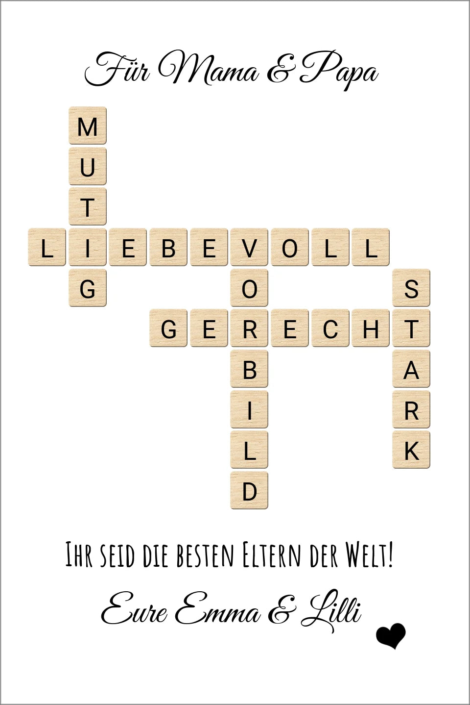 Eltern Weihnachtsgeschenk mit Namen personalisiert Bild im Scrabble Style