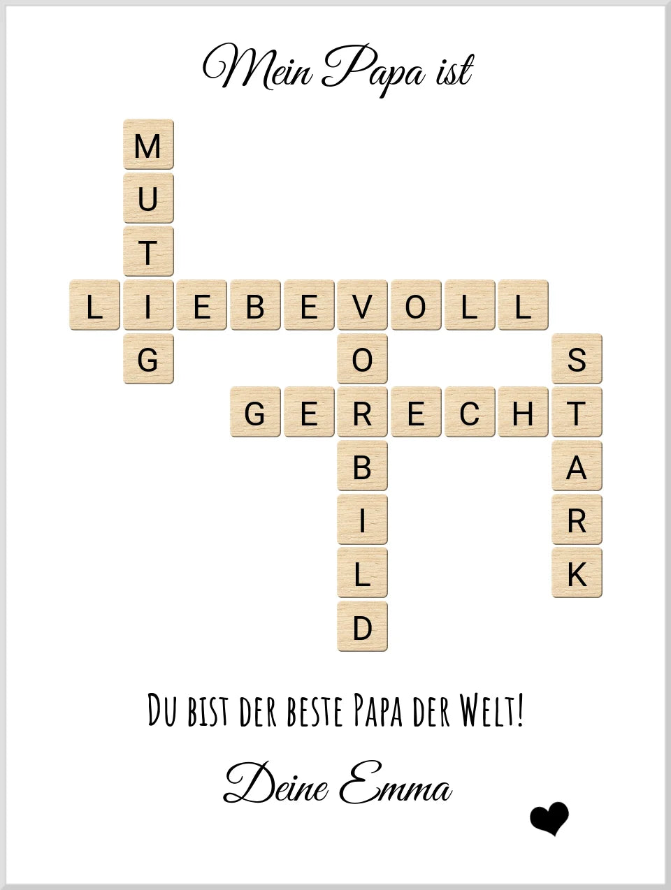 Papa / Vater Weihnachtsgeschenk personalisiert Bild im Scrabble Style | Geburtstagsgeschenk Vater mit Namen