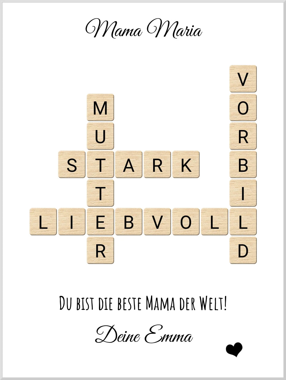 Mama / Mutter Weihnachtsgeschenk personalisiert Bild im Scrabble Style | Geburtstagsgeschenk Mutter mit Namen