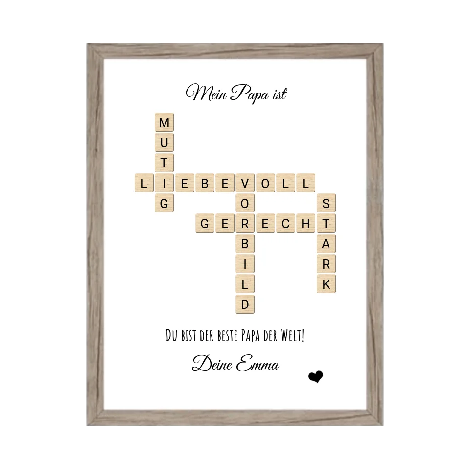 Papa / Vater Weihnachtsgeschenk personalisiert Bild im Scrabble Style | Geburtstagsgeschenk Vater mit Namen