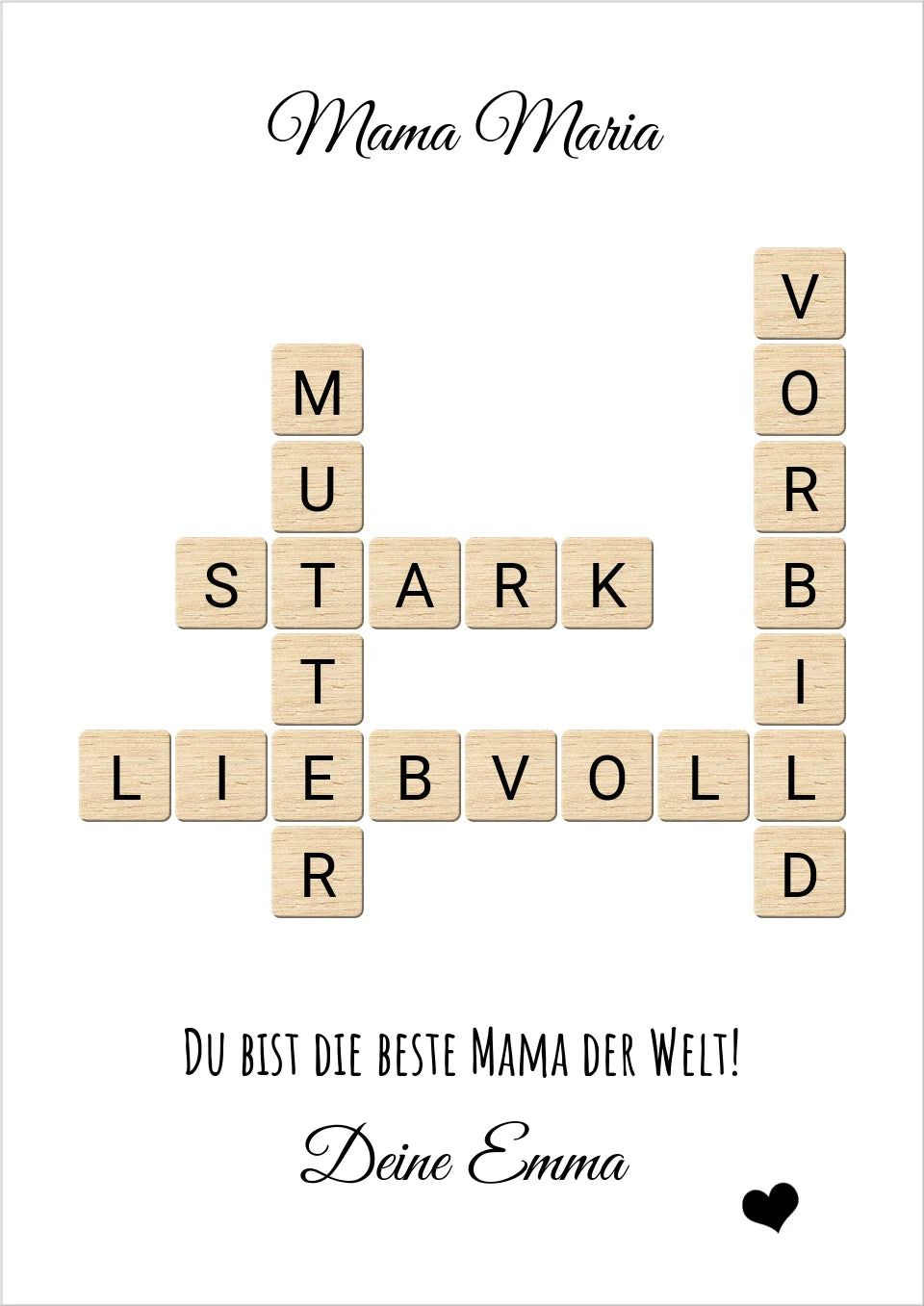 Mama / Mutter Weihnachtsgeschenk personalisiert Bild im Scrabble Style | Geburtstagsgeschenk Mutter mit Namen