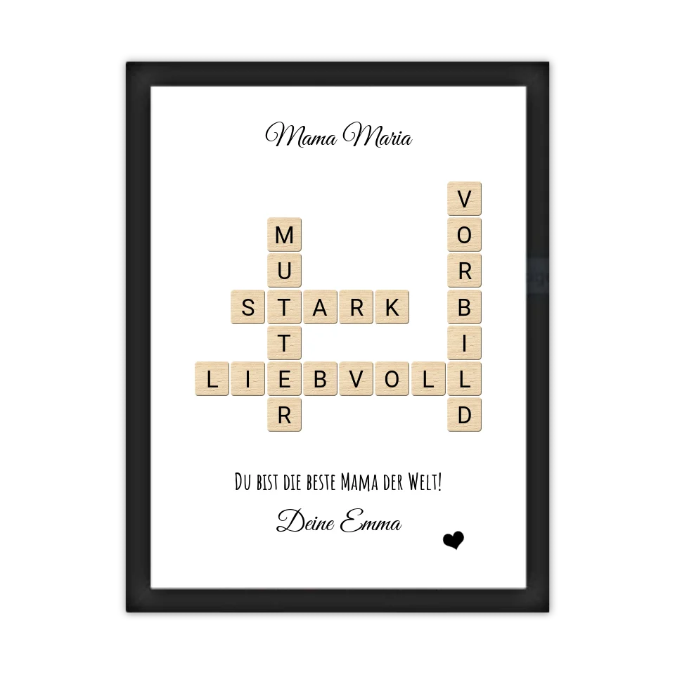 Mama / Mutter Weihnachtsgeschenk personalisiert Bild im Scrabble Style | Geburtstagsgeschenk Mutter mit Namen