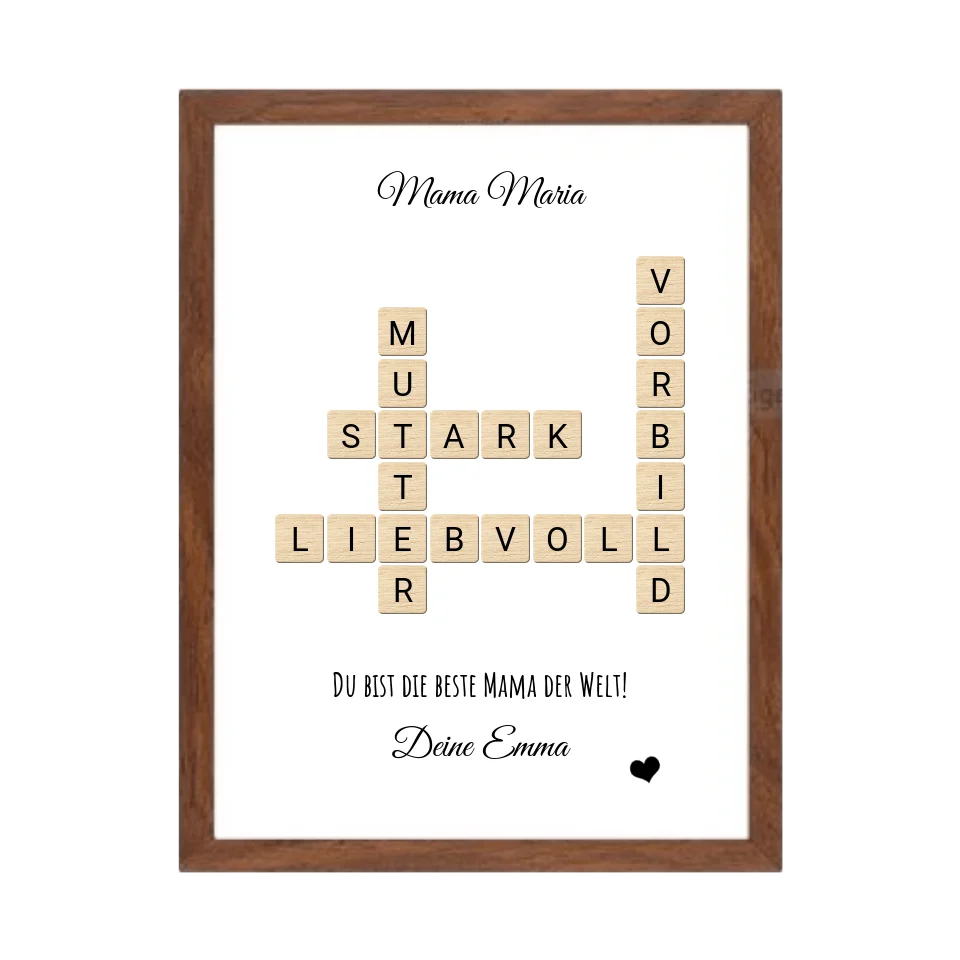 Mama / Mutter Weihnachtsgeschenk personalisiert Bild im Scrabble Style | Geburtstagsgeschenk Mutter mit Namen