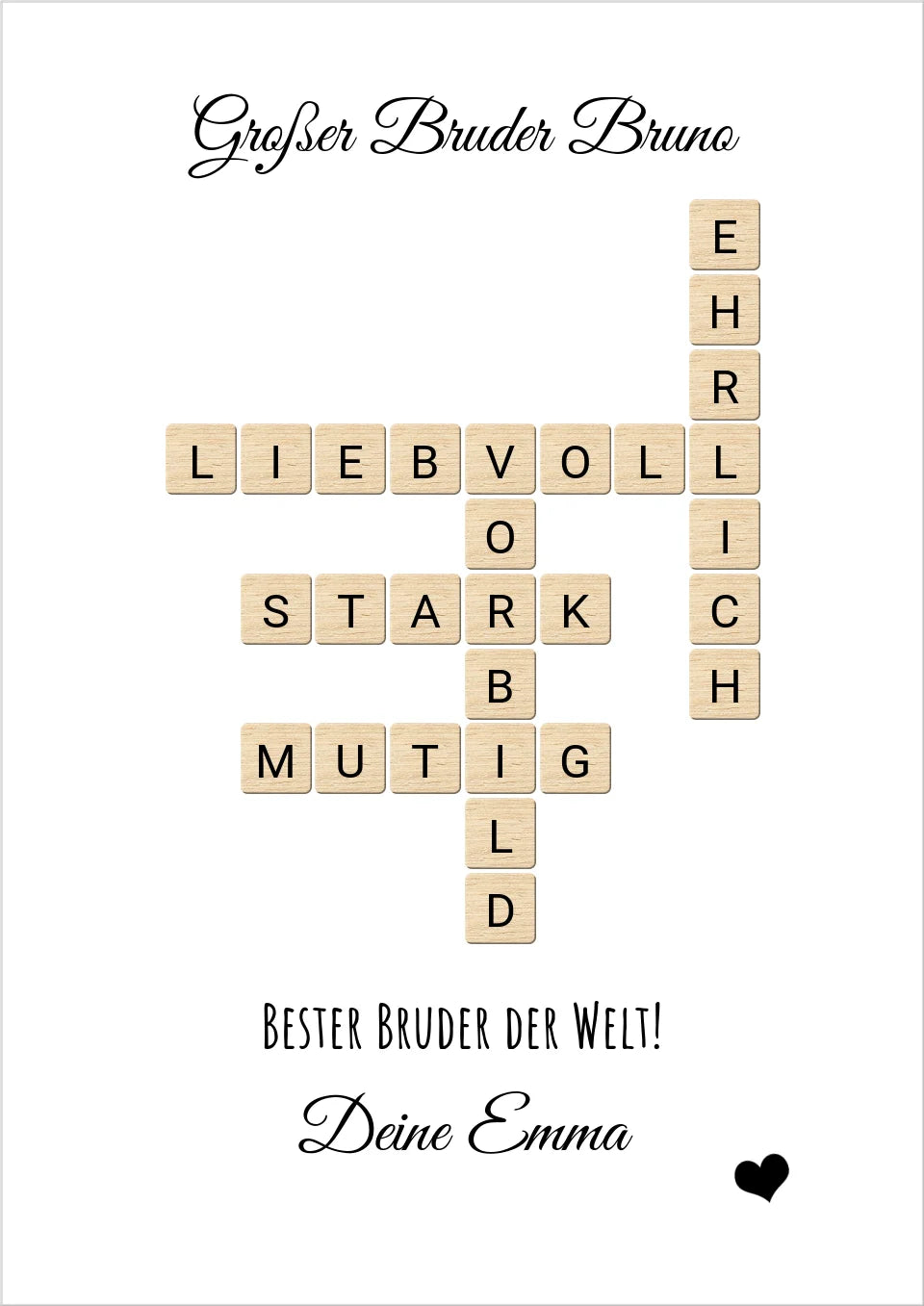 Bruder Weihnachtsgeschenk personalisiert Bild im Scrabble Style | Geburtstagsgeschenk Bruder mit Namen