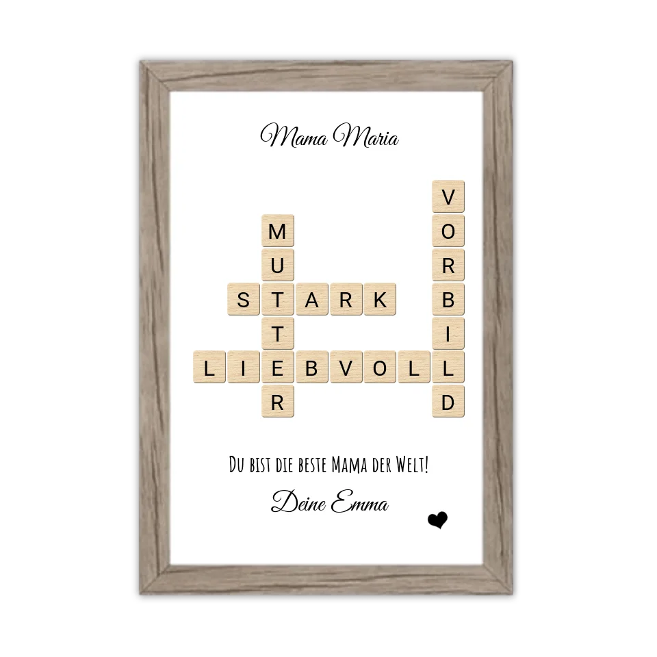 Mama / Mutter Weihnachtsgeschenk personalisiert Bild im Scrabble Style | Geburtstagsgeschenk Mutter mit Namen