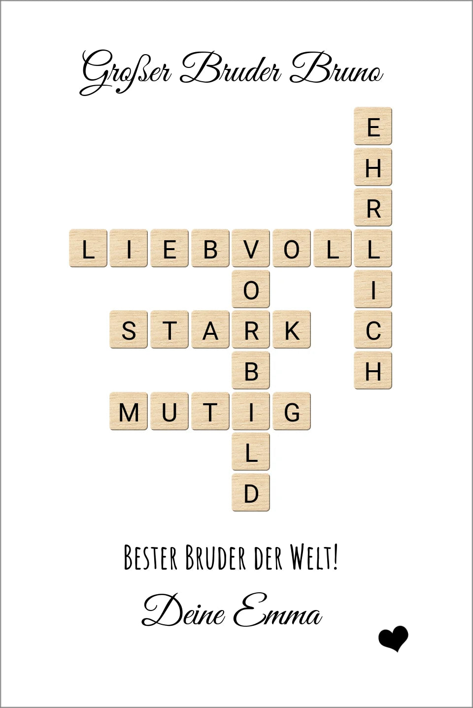 Bruder Weihnachtsgeschenk personalisiert Bild im Scrabble Style | Geburtstagsgeschenk Bruder mit Namen