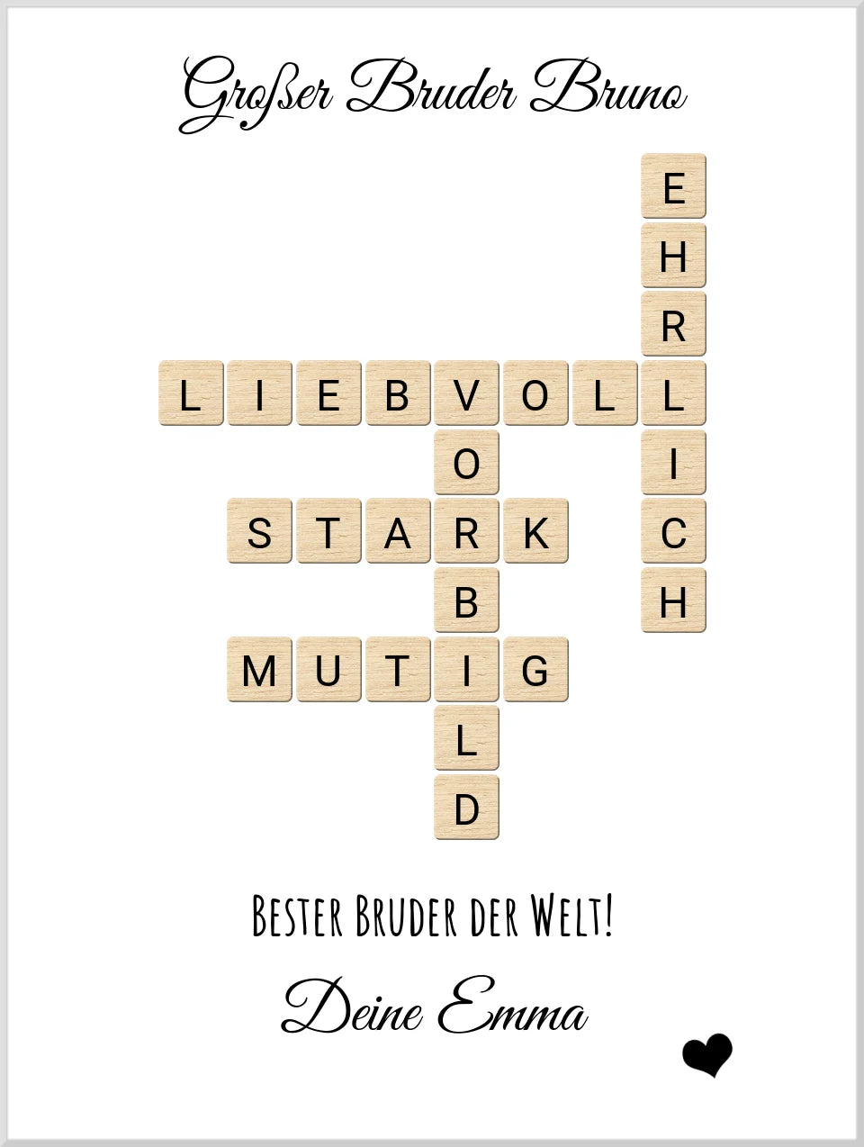 Bruder Weihnachtsgeschenk personalisiert Bild im Scrabble Style | Geburtstagsgeschenk Bruder mit Namen