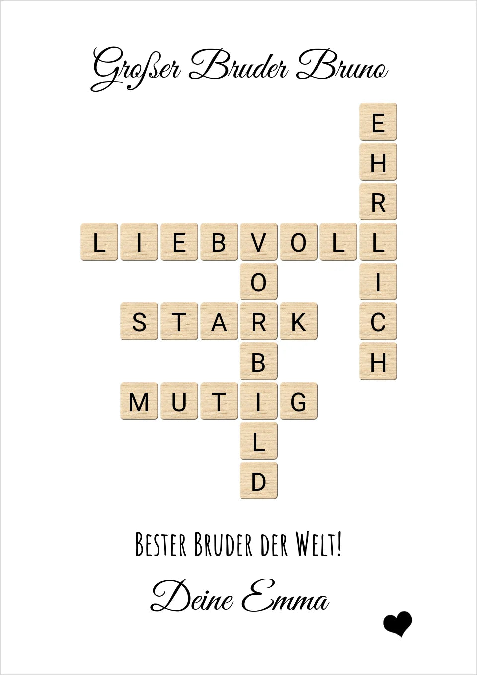 Bruder Weihnachtsgeschenk personalisiert Bild im Scrabble Style | Geburtstagsgeschenk Bruder mit Namen