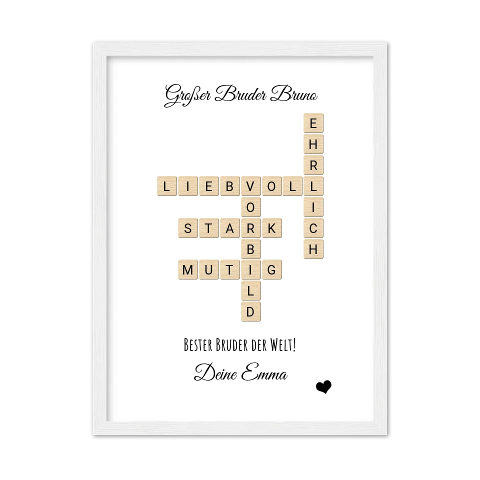 Bruder Weihnachtsgeschenk personalisiert Bild im Scrabble Style | Geburtstagsgeschenk Bruder mit Namen