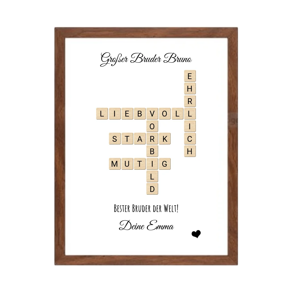 Bruder Weihnachtsgeschenk personalisiert Bild im Scrabble Style | Geburtstagsgeschenk Bruder mit Namen