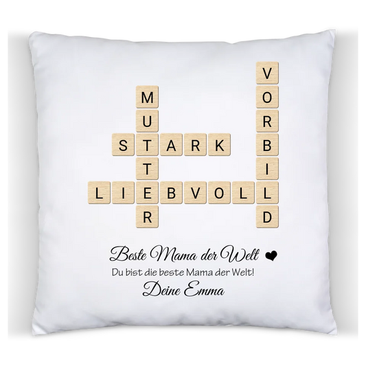 Personalisiertes Weihnachtsgeschenk für Mama Scrabble Druck Design Geschenk, Familienbild mit Familiennamen, Geburtstagsgeschenk Kreuzworträtsel Design