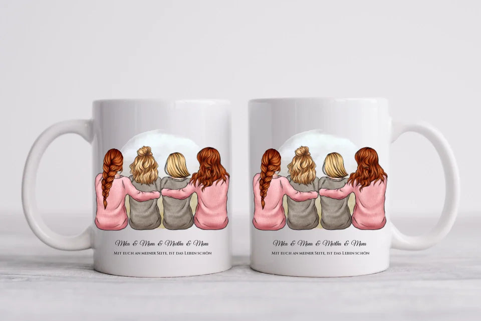 Personalisierte Tasse Geschenk für beste Freundin / 4 Freundinnen & Frauen - personalisierte Tasse mit Name und Spruch