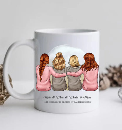 Personalisierte Tasse Geschenk für beste Freundin / 4 Freundinnen & Frauen - personalisierte Tasse mit Name und Spruch