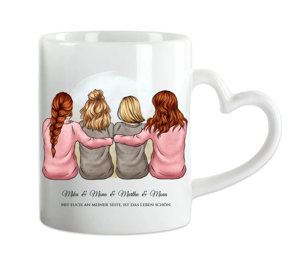 Personalisierte Tasse Geschenk für beste Freundin / 4 Freundinnen & Frauen - personalisierte Tasse mit Name und Spruch